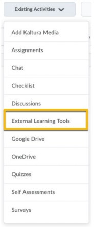 choose Add External Learning Tools