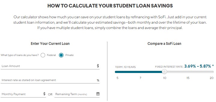 SoFi Student Loan Refinance Calculator