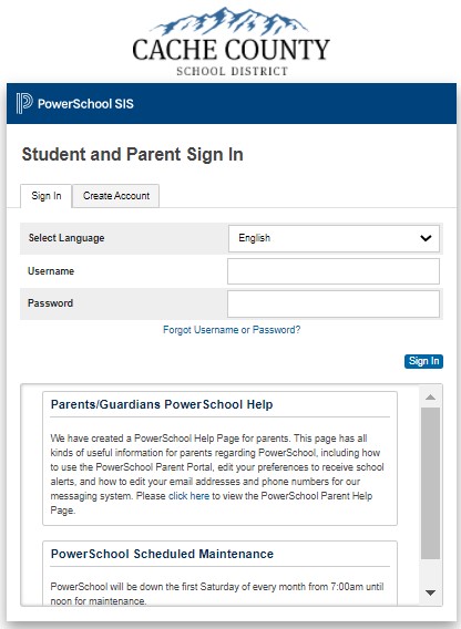 PowerSchool login page