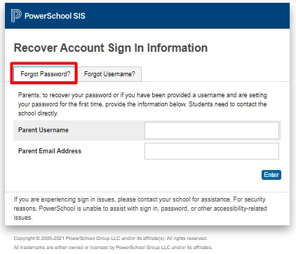 Student and Parent Sign in Forgot password