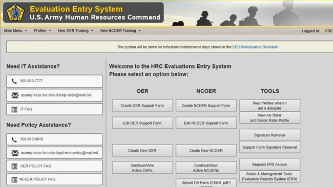 access EES Army Evaluation System