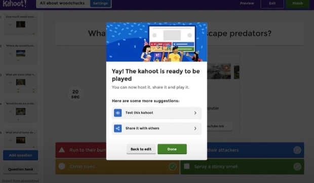 created your kahoot and it is ready to play.