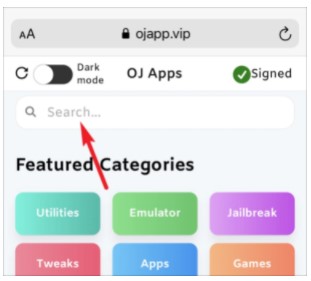 OJ Apps will open in your browser. Go to the search bar.